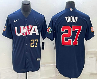 Mens USA Baseball #27 Mike Trout Number 2023 Navy World Baseball Classic Stitched Jersey,We sell and wholesale Mens USA Baseball #27 Mike Trout Number 2023 Navy World Baseball Classic Stitched Jersey on line form chian!